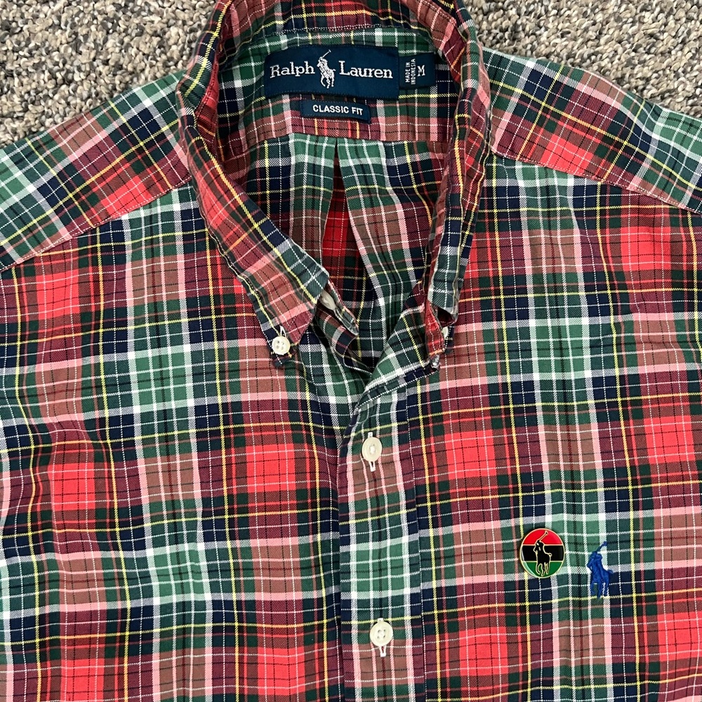 Ralph Lauren Red and Green Casual Button Down Shirt